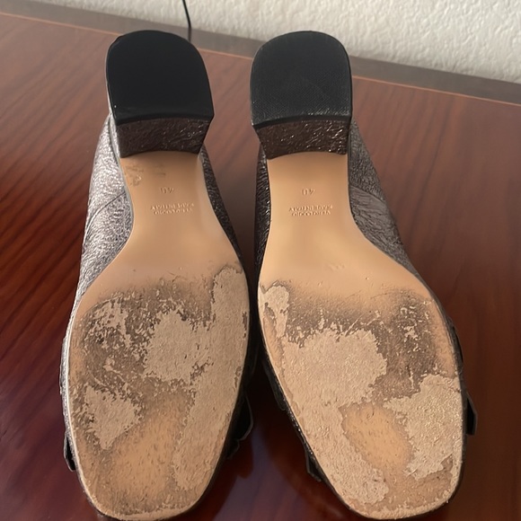 Loafers with a 1” heel and decorative chain across the toe. Worn once. - Picture 3 of 3